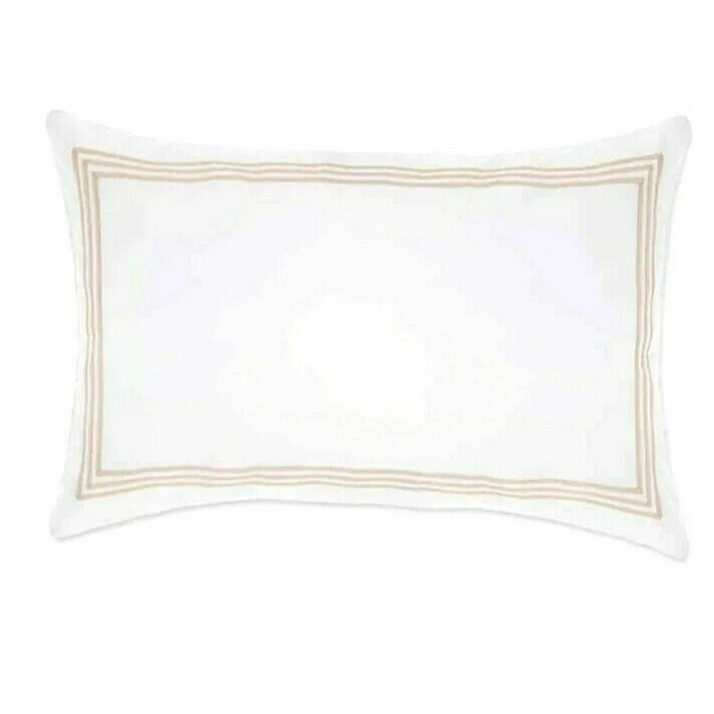 Wamsutta Luxury King Pillow Shams Triple Baratta Stripe Set of 2 White Taupe